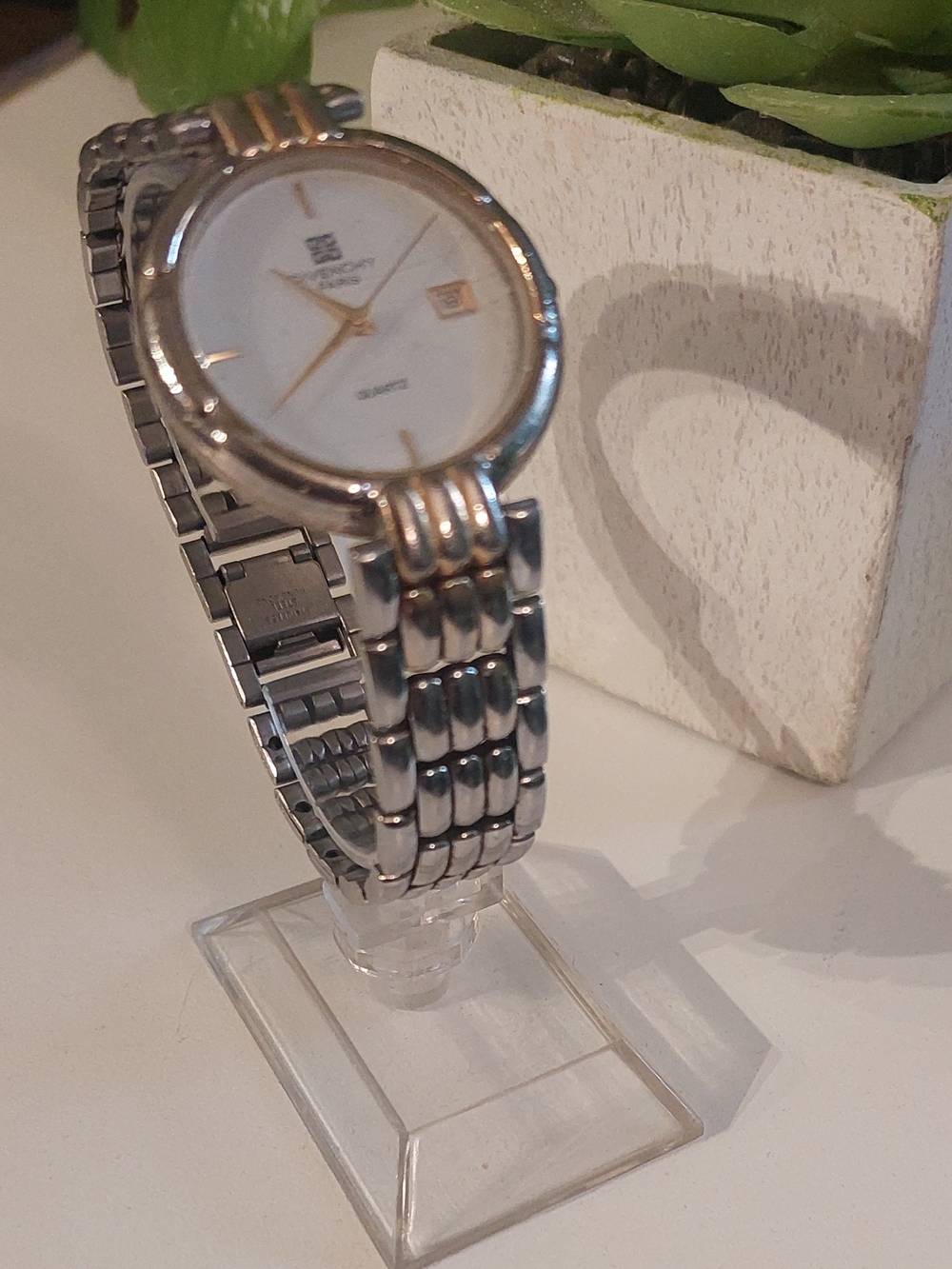 Givenchy Two-Tone Silver and Gold Bracelet Watch with White Dial